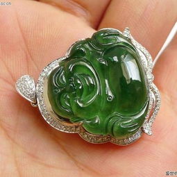 翡翠臻品 A貨滿色陽綠佛公18K金鑲嵌，附證書與復檢保障，尊享傳世之禮